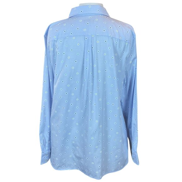 Talbots Classic Cotton Button-Front Shirt Daisy Stripe XL NWT - Picture 5 of 9